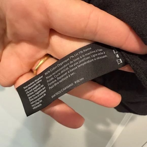 Eileen Fisher Black button up cotton top - Picture 4 of 4